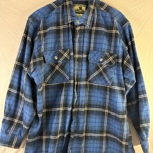 Field & Stream Blue Plaid button up Shirt Jacket with double chest pockets L